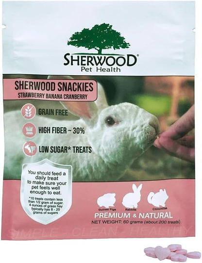 Sherwood Pet Health Snackies for Chinchillas, Rabbits & Guinea Pigs, Grain-Free, Real Fruit, Low