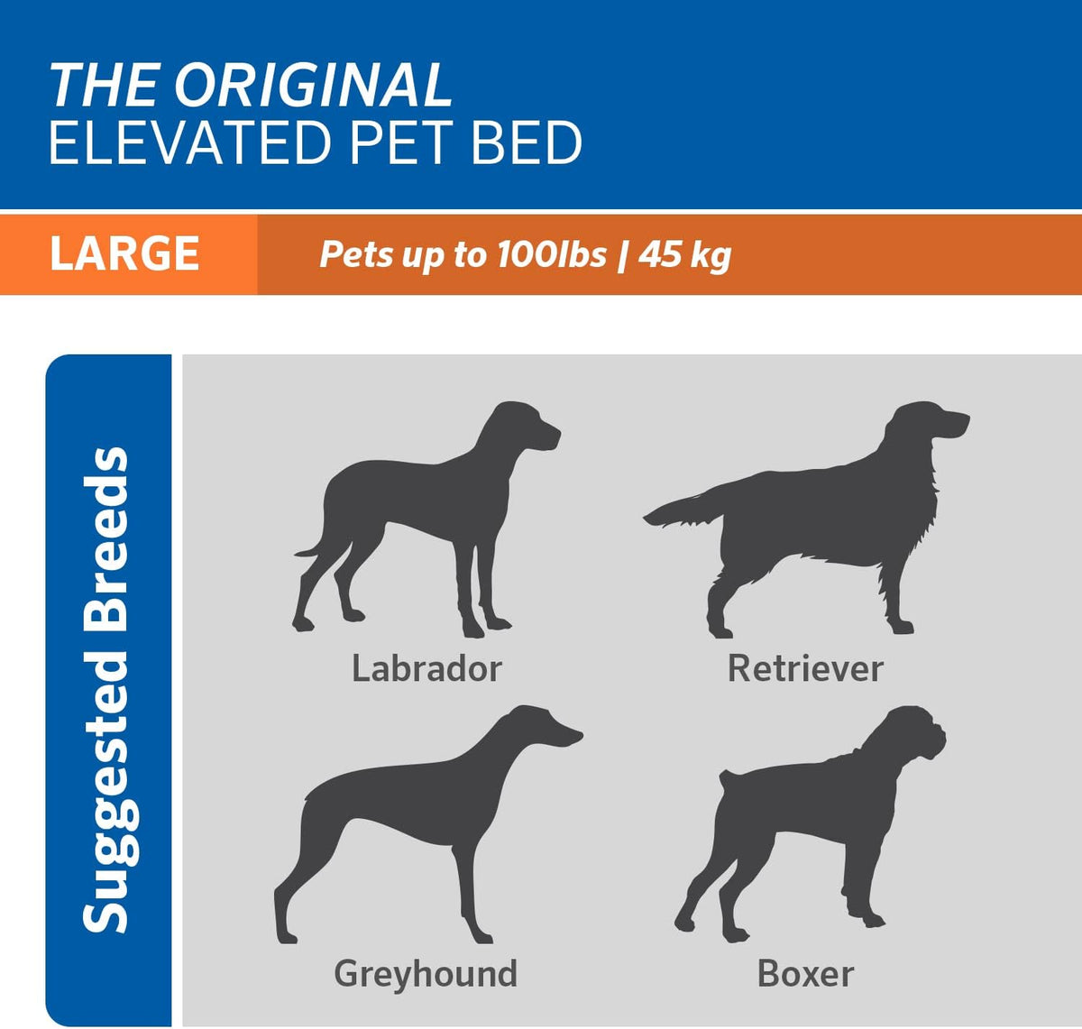 Coolaroo Original Elevated Dog Bed - Breathable Off-The-Ground Pet Bed with Cooling Fabric, Joint