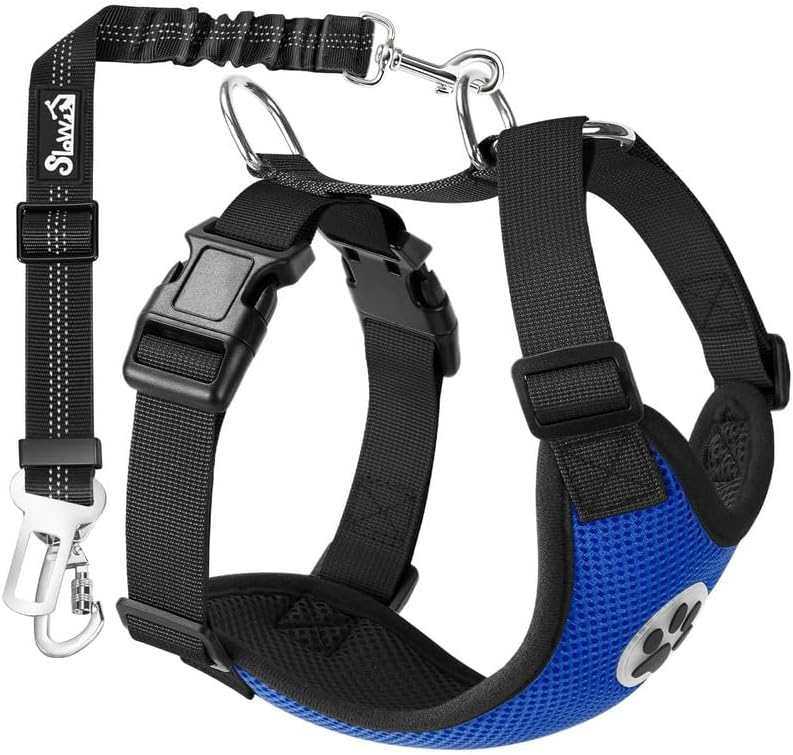 SlowTon Dog Seat Belt Harness for Car, Dog Car Harness Adjustable Mesh Breathable & Dog Seatbelt