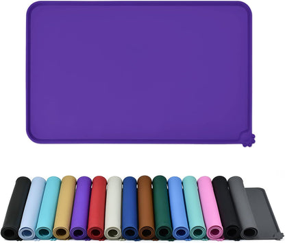 Waterproof Pet Feeding Mat with High Raised Edges, Heavier and Thicker Placemats for Cat Dog Water
