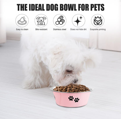 Stainless Steel Dog Bowls, Nonslip Rubber Bottom No Spill Proof Skid Metal Insulated Dog Bowls for