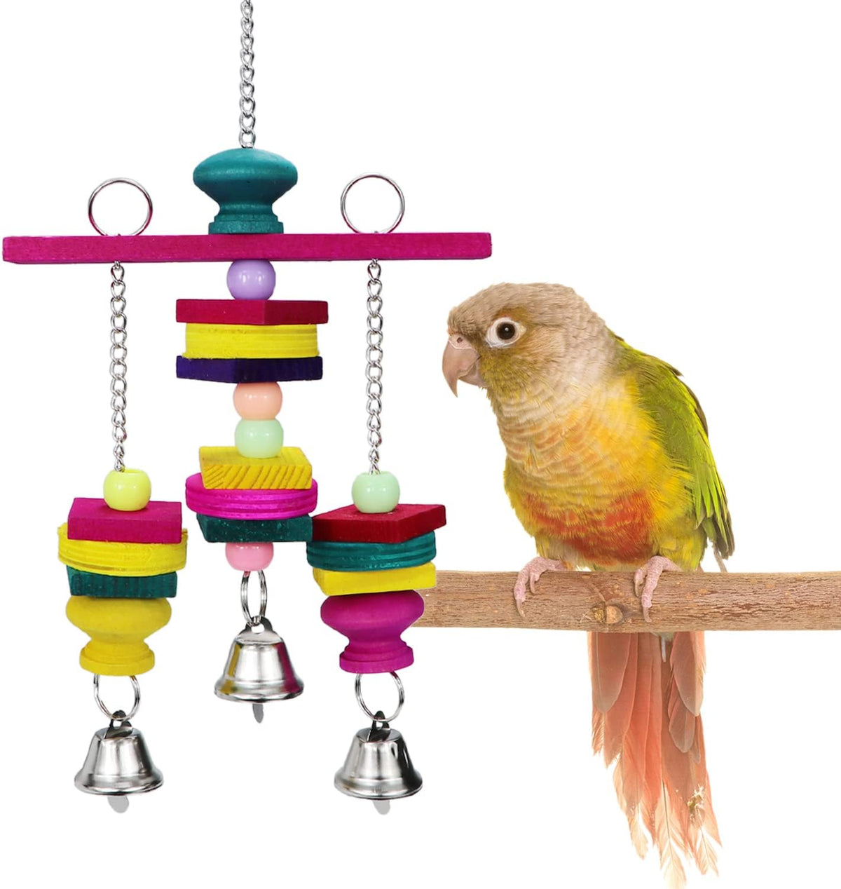 Litewoo Bird Parrot Parakeet Toys, Colorful Bite Wood Swing Toy for Small Medium Parakeet Cockatiel