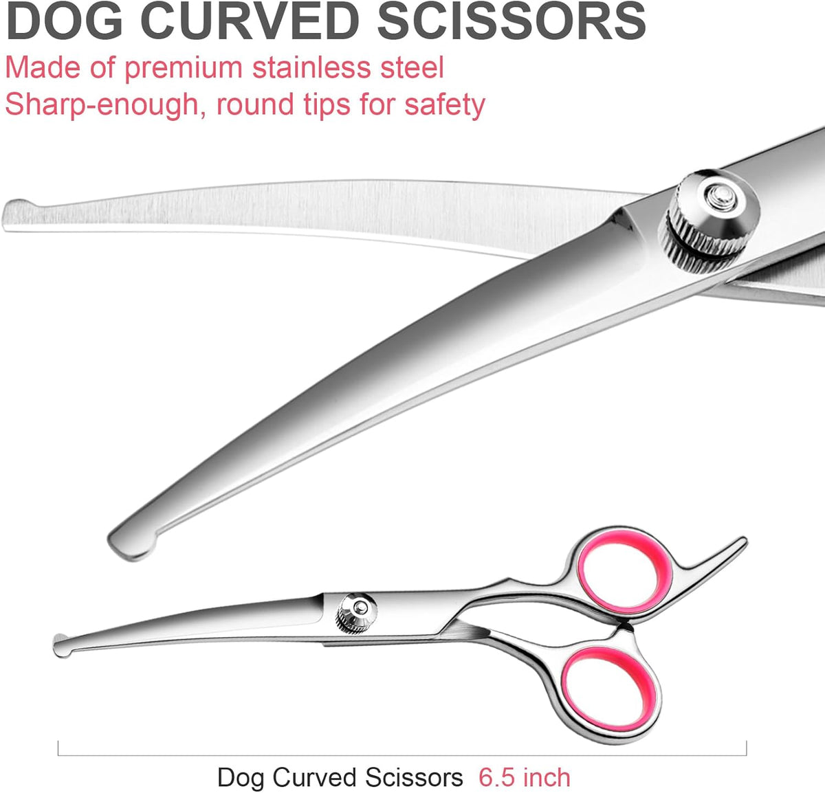 Dog Grooming Scissors with Safety Round Tips Stainless Steel Professional Dog Grooming Kit