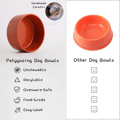 Petygooing 28 OZ Rust Red Elevated/Raised Ceramic Dog Bowl for Small and Medium Breeds, Dog Food