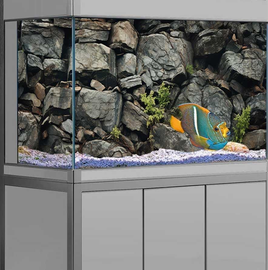 30X18IN Stone Aquarium Background, Rock Fish Tank Background, Natural Rocky Glass Terrarium
