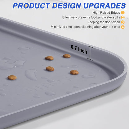 Silicone Pet Feeding Mat with Raised Edge for Food and Water, Dog Bowl Mats, Cat Bowls Placemat
