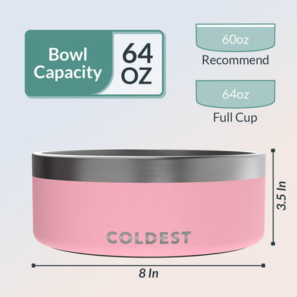 Coldest Dog Bowl - Anti Rust Metal, Non Slip, 3 Layers Insulated Stainless Steel Dog Bowls - Spill