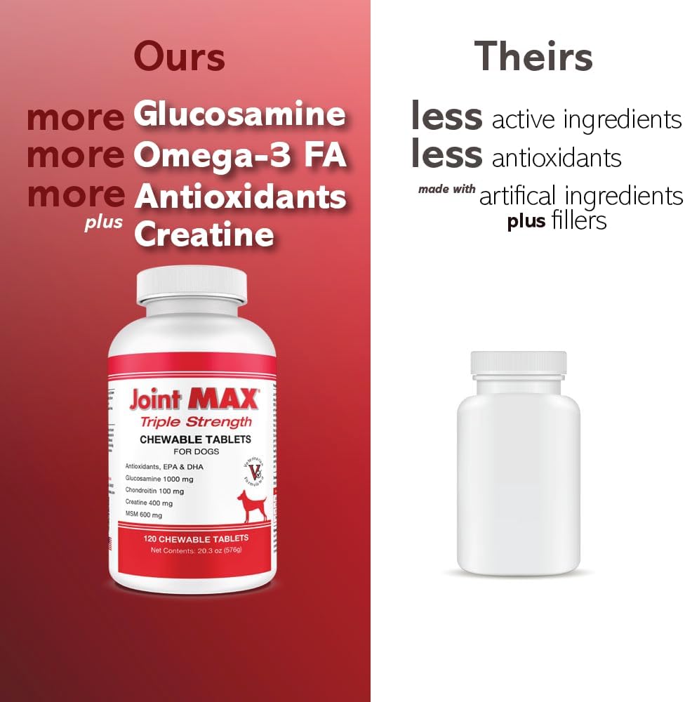 PHS Joint MAX Triple Strength (TS) Chewable Tablets for Dogs - Glucosamine, Chondroitin, MSM