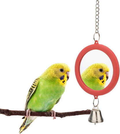 Hypeety Pet Bird Mirror with Bell Interactive Parrot Toy Bird Cage Mirror for Cockatiel Parakeets