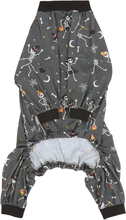 HDE Dog Pajamas One Piece Jumpsuit Lightweight Dog PJs Shirt for M-3XL Dogs Skeleton Bones - XL