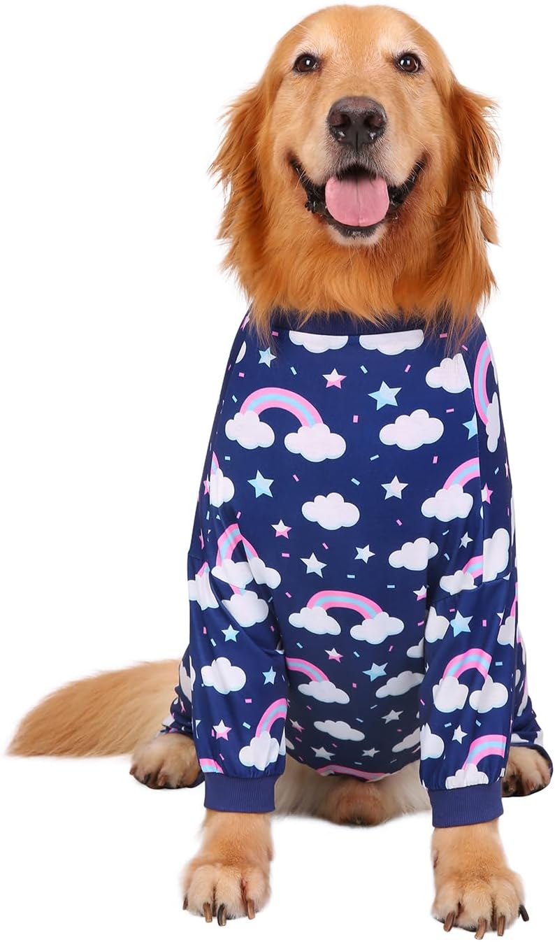 HDE Dog Pajamas One Piece Jammies Jumpsuit Pet Clothes Outfit Stretchy Lightweight Comfy Shirt Pjs