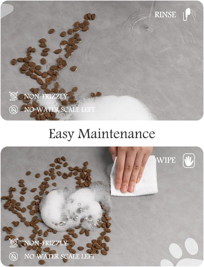 Pet Feeding Mat-Absorbent Dog Mat for Food and Water Bowl-No Stains Quick Dry Water Dispenser