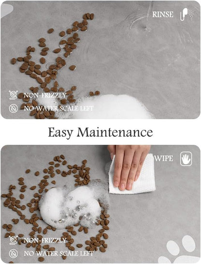 Pet Feeding Mat-Absorbent Dog Mat for Food and Water Bowl-No Stains Quick Dry Water Dispenser