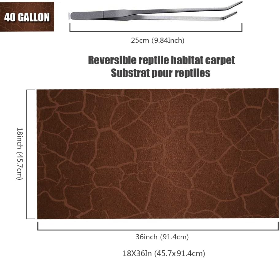 2 Pack Reptile Carpet Desert Reptile Mat & Reversible Substrate, Terrarium Liner Bedding, for