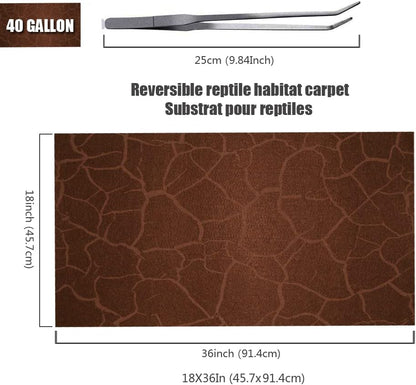 2 Pack Reptile Carpet Desert Reptile Mat & Reversible Substrate, Terrarium Liner Bedding, for