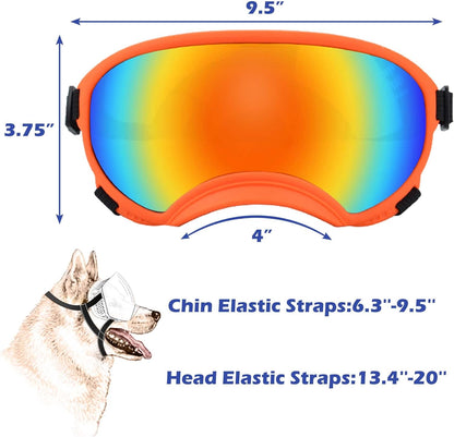 Large Dog Sunglasses with Adjustable Strap UV Protection, Winproof Puppy Sunglasses, Suitable for