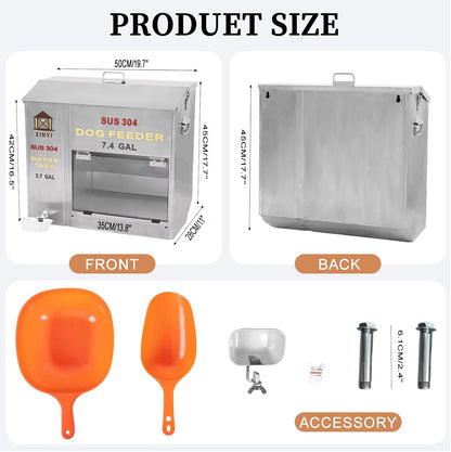 XINYI Automatic Dog Feeder and Waterer 2-in-1,SU304 Stainless Steels 3.7 Gallon Water Tank with 1