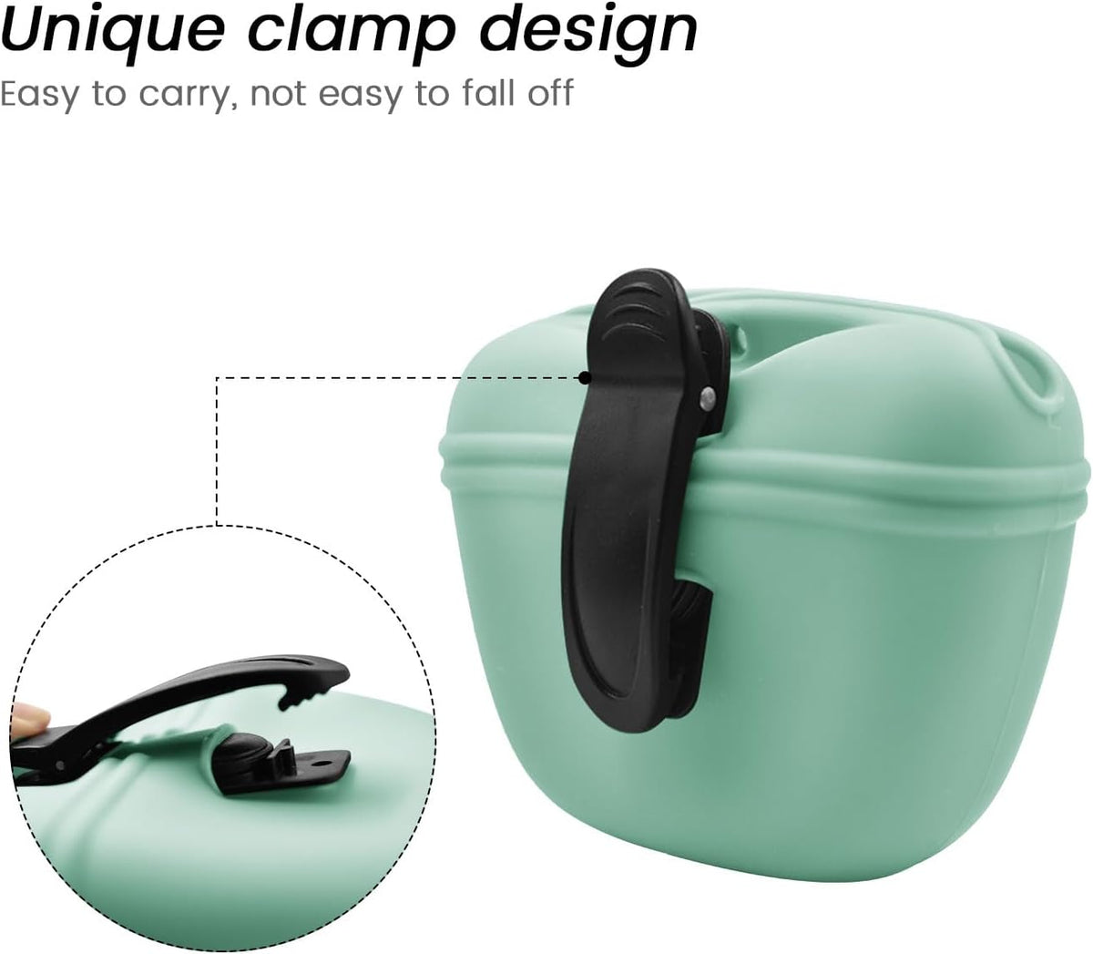 AUDWUD Silicone Dog Treat Pouch,with Dog Training Clicker,Clip on Portable Training