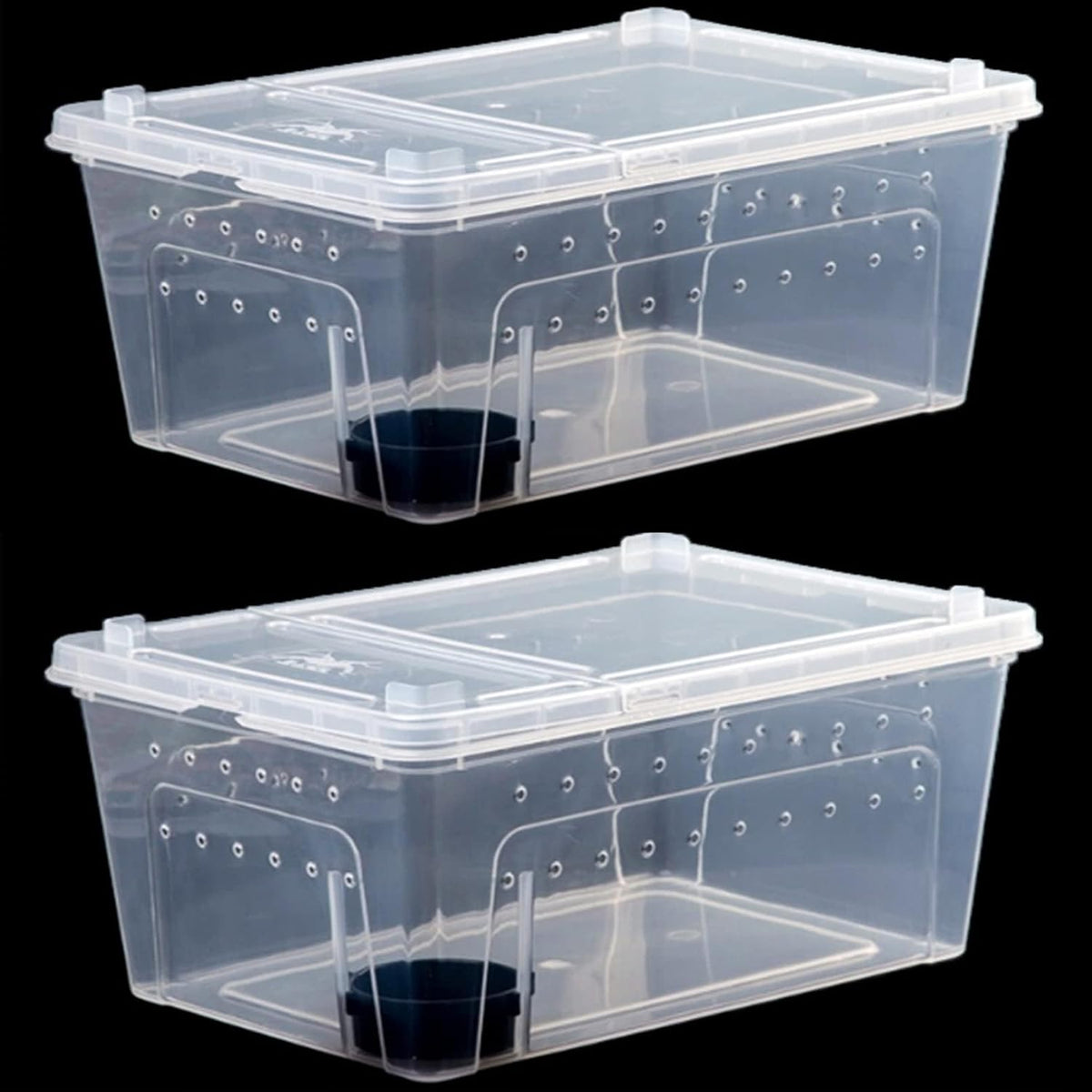 Critter Keeper 2-Pack, Cricket Cage & Reptile Feeding Box 12.59"x8.66"x5.9" Transparent Portable