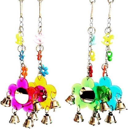 Hypeety Pet Bird Mirror with Bell Interactive Parrot Toy for Parrot Macaw African Greys Budgies