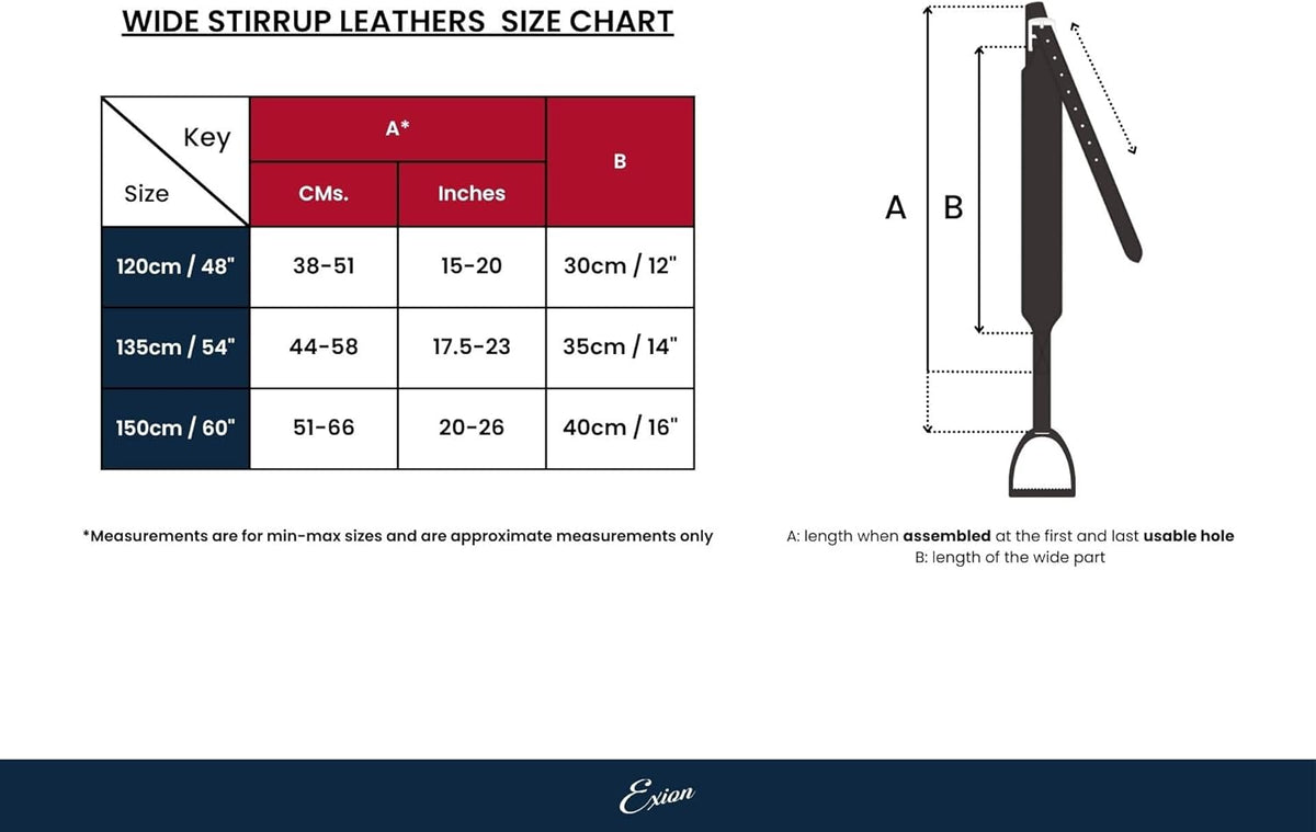 Exion Wide Stability Stirrup Leathers for English Saddles | Premium Cowhide Leather | Enhanced Leg
