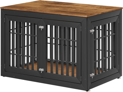 48" Heavy Duty Dog Crate Furniture for Small,Medium and Large Dogs,Rustic Wooden Dog Cage Kennel