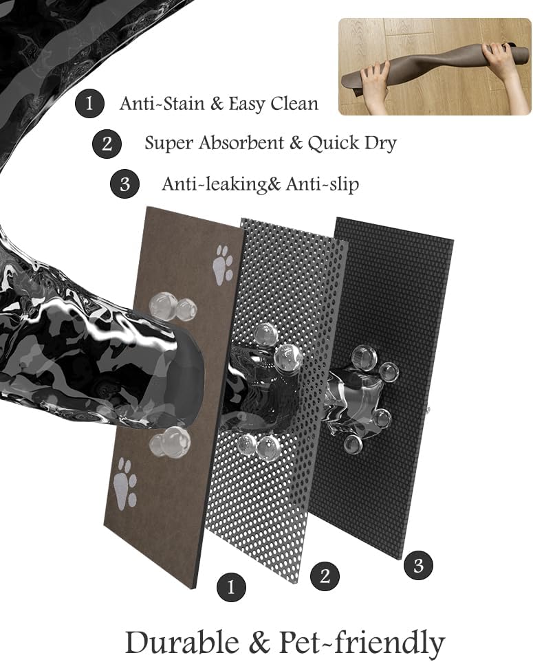 Pet Feeding Mat-Absorbent Dog Mat for Food and Water Bowl-No Stains Quick Dry Water Dispenser