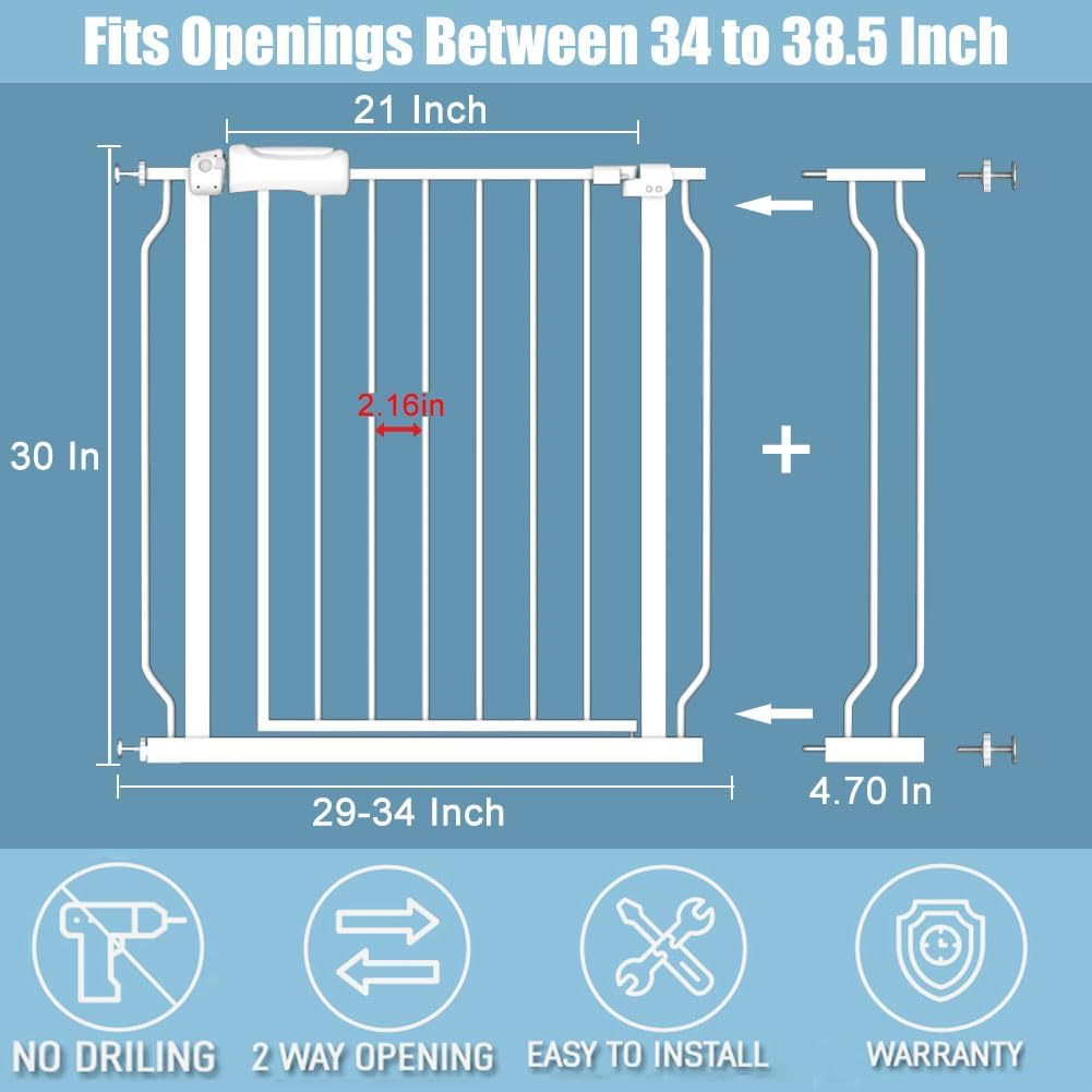 Extra Wide Baby Gate 4.72in Extensions Walk Through Baby Gate Pressure Mount Auto Close Child
