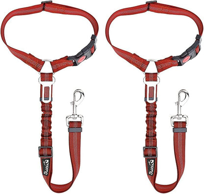 SlowTon Dog Seat Belt for Car, 2 Pack Dog Car Harness Seatbelt Adjustable with Elastic Bungee