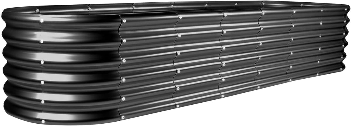 Land Guard 8×2×1.5ft Galvanized Raised Garden Bed Kit, Raised Garden Boxes Outdoor, Oval Metal