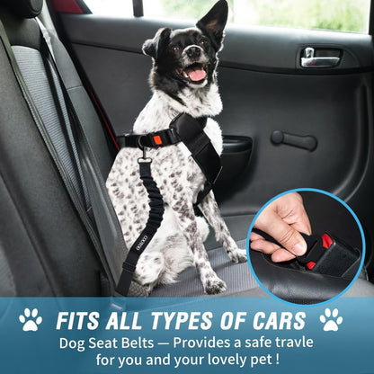 COOYOO Dog Seat Belt, Durability Retractable Dog Car Harness Adjustable Dog Seat Belt for Vehicle