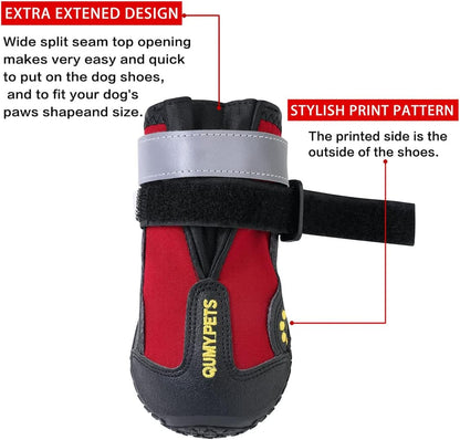 QUMY Dog Shoes for Large Dogs, Medium Dog Boots & Paw Protectors for Winter Snowy Day, Summer Hot