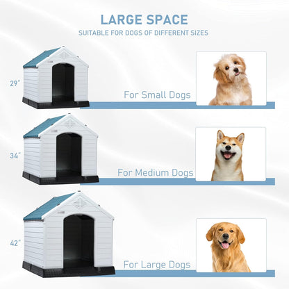 LEMBERI Durable Waterproof Plastic Dog House for Small to Large Sized Dogs, Indoor Outdoor Doghouse
