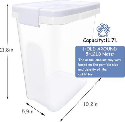 2 Pcs Cat Litter Storage Container with Airtight Lid Cat Litter Storage Bin with Spout Sealable