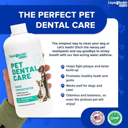 LIQUIDHEALTH Pet Dental Care Water Additive for Dogs & Cats - Fast Acting Pet Bad Breath Freshener