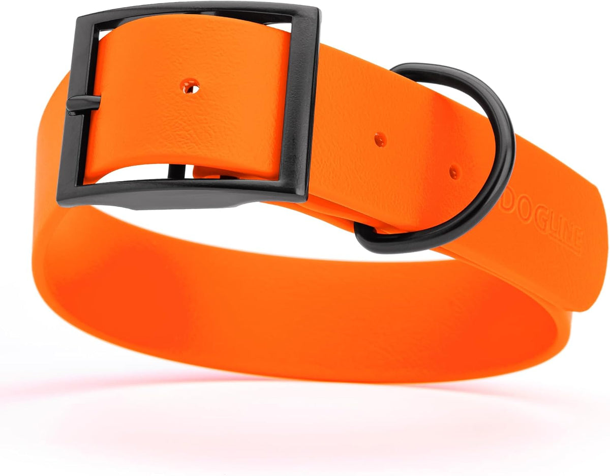 Dogline Biothane Waterproof Dog Collar Strong Coated Nylon Webbing with Black Hardware Odor- Proof