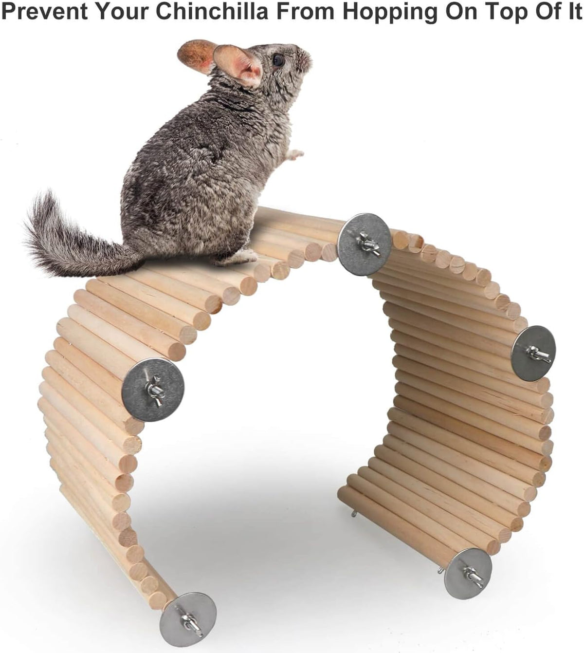 YKD Chinchilla Natural Birch Wood Flexible Platform Toy, Chinchilla Running Wheel Fence, Small