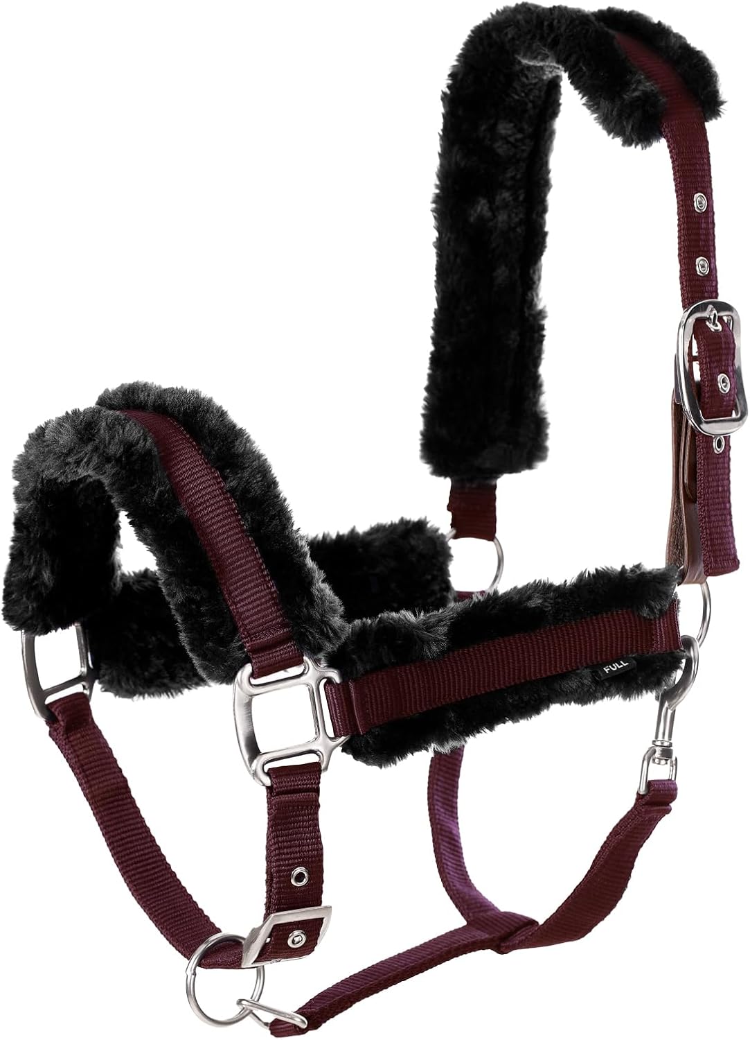 Equinavia Valkyrie Soft Ultra Fleece Padded Adjustable Breakaway Horse Halter - Wine Red/Black