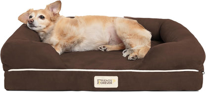 Chester Small Dog Bed - Orthopedic Memory Foam Mattress, Calming Couch, Wall Rim Pillow, Water