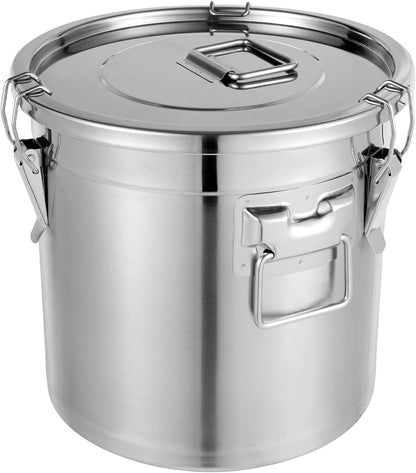DYNAMI 5.5Gal 304 Stainless Steel Airtight Container with Lid and Locking Clamp,17-38Lbs Metal