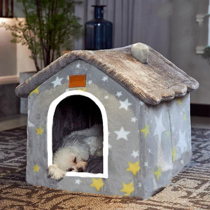 Scnbom Dog House Indoor Puppy Cave Cat Nest Kennel Pet Bed Portable Memory Sponge Foldable Houses