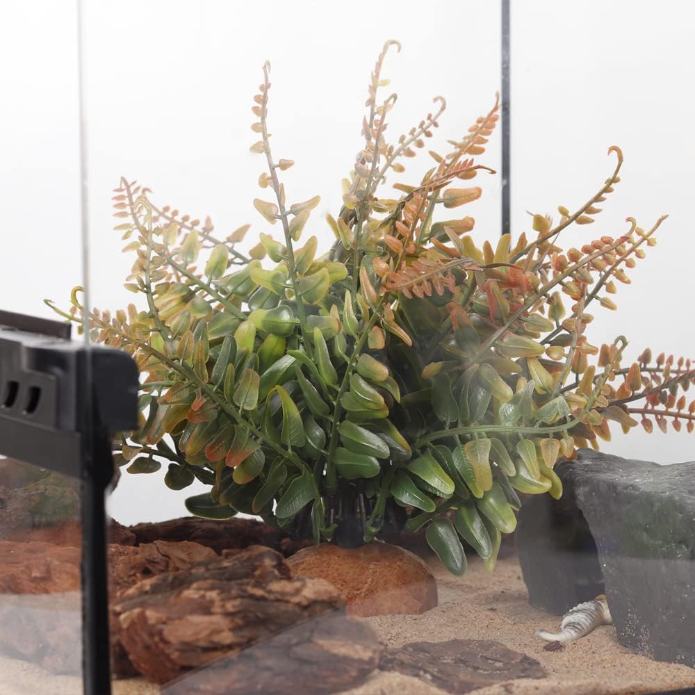 Fake Fall Colors Boston Fern, Reptile Plants for Terrarium, Amphibian Tank Accessories Habitat