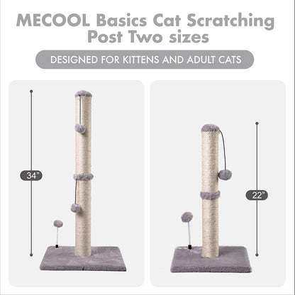 MECOOL Cat Scratching Post Premium Basics Kitten Scratcher Sisal Scratch Posts with Hanging Ball