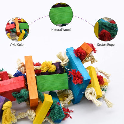 RUBY.Q 2 Pack Large Parrot Toy, 20in Bird Parrot Toy, Multicolored Natural Wooden Bird Chewing Toys