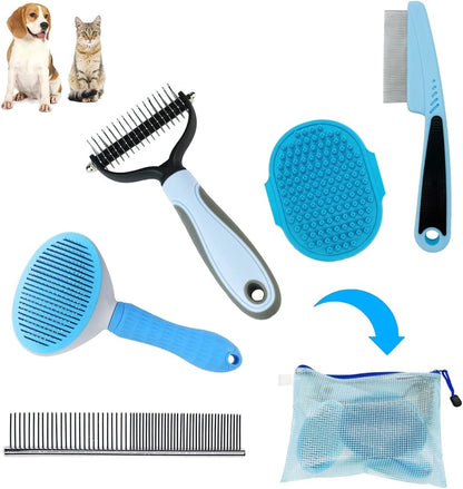 Dog Brush Grooming Kit 5PCS - Dog Brushes for Grooming, Dog Brush for Shedding,Puppy Brush and Flea