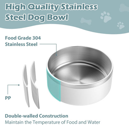 LIANLAI Dog Water Bowl, Rust-Resistant Stainless Steel Dog Bowls, Non-Slip Pet Dishes for Medium