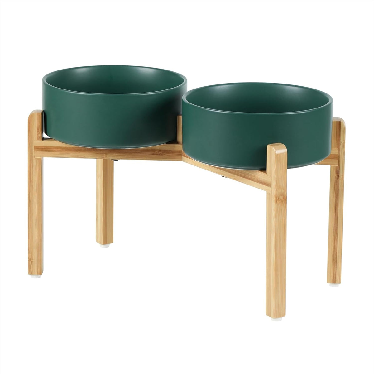 Ceramic Raised Double Bowls Set with Stand, Food & Water Bowls for Large Breed Dogs, Weighted Dog