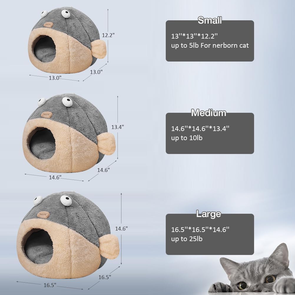 Cat Beds for Indoor Cats - Cat Bed Cave with Removable Washable Cushioned Pillow, Soft Plush