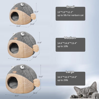 Cat Beds for Indoor Cats - Cat Bed Cave with Removable Washable Cushioned Pillow, Soft Plush