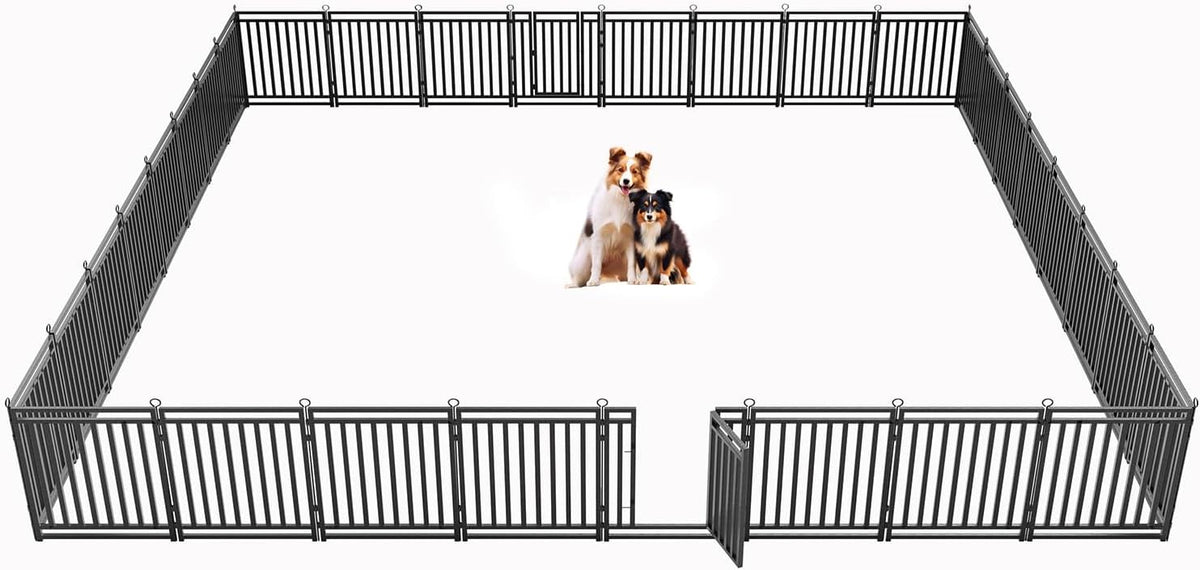 Dog Fence Outdoor Indoor, 32" Inch Height 32 Panels Dog Playpen for Large/Medium/Small Dogs Metal